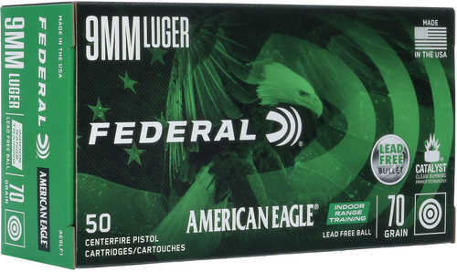 <span style="font-weight:bolder; ">9mm</span> Luger 50 Rounds Ammunition Federal Cartridge 70 Grain FMJ