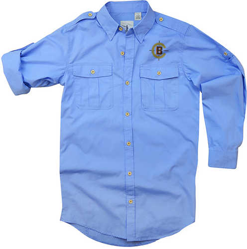 Craig Boddington Small Sky Blue Safari Shirt Classic Wrinkle-free Poplin