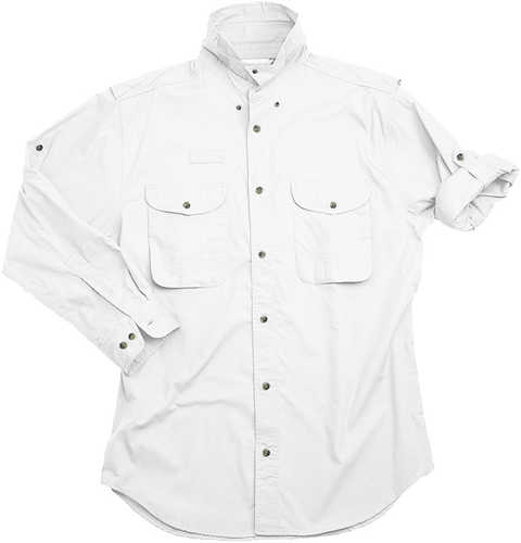 Long Sleeve White Poplin Fishing Shirt Size Small