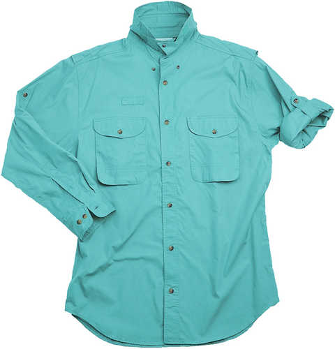 Long Sleeve Seafoam Poplin Fishing Shirt Size 4XL