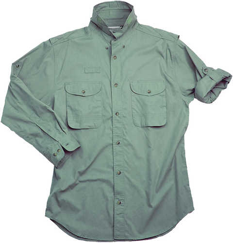 Click to see larger image. Long Sleeve Sage Poplin Fishing Shirt Size 4XL