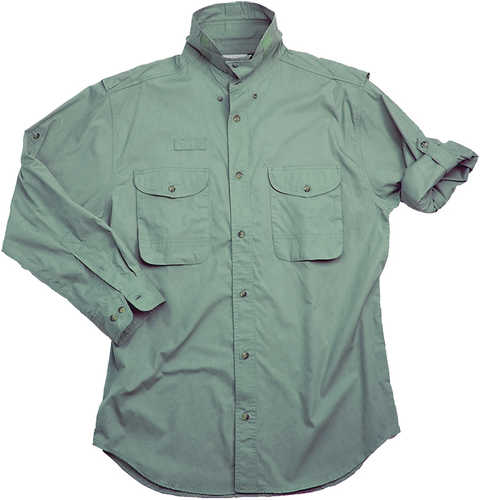 Long Sleeve Sage Poplin Fishing Shirt Size Large