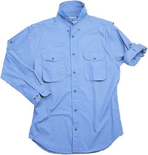 Long Sleeve Ocean Blue Poplin Fishing Shirt Size 3XL
