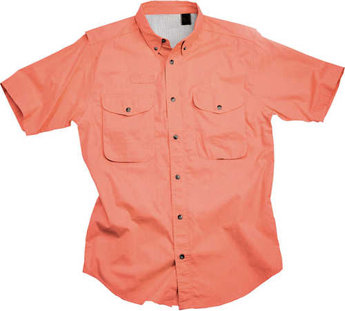 Short Sleeve Salmon Poplin Fishing Shirt Size 3XL