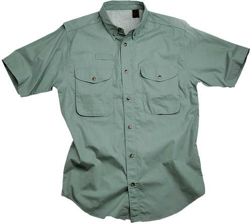 Short Sleeve Sage Poplin Fishing Shirt Size 4XL