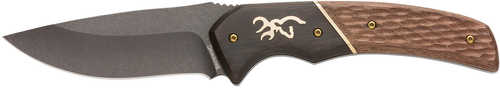 Browning Hunter Large 3.63" Fixed Drop Point Plain Black Stonewashed Oxide 440C SS Blade Jigged Walnut Scales Ha