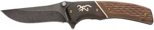 Browning Hunter Large 3.50" Drop Point Black Oxide Stonewashed SS Folding