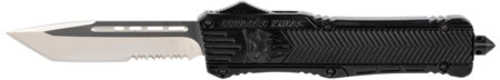 Cobra Tec Knives CTK-1 Large 3.75" D2 Steel Partially Serrated Tanto Aluminum Alloy Black Handle