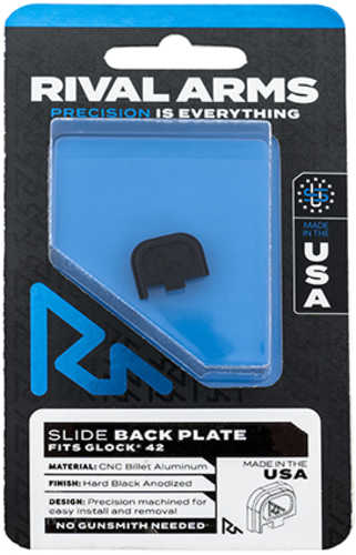 Rival Arms Slide Back Cover Plate Single Stack for Glock 42 Black Anodized Aluminum Handgun
