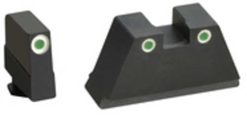 AmeriGlo Tall Suppressor Height Sight 3Xl 3-Dot Tritium Green With Black Outline Front & Rear Frame For Most