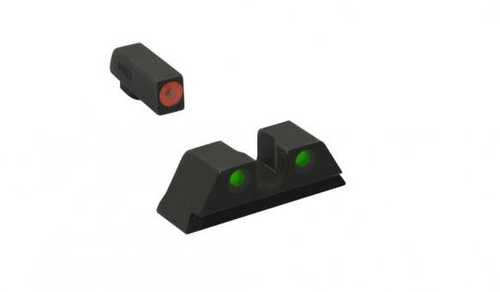 Meprolight USA Hyper-Bright Self-Illuminated Sights Fixed Tritium Yellow Front, Green Rear Black Frame For Kim