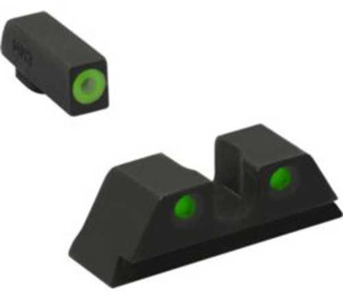Meprolight USA Hyper-Bright Self-Illuminated Sights Fixed Tritium Green Front & Rear Black Frame For Kimber 19