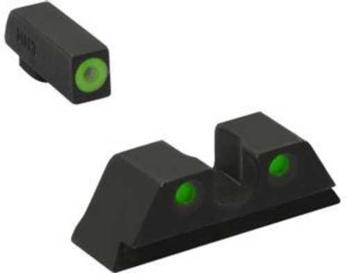 Meprolight USA Hyper-Bright Self-Illuminated Sights Fixed Tritium Green Front & Rear Black Frame For Kimber 19