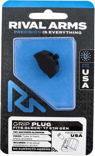 Rival Arms RARA75G121A Grip Plug Made Of Aluminum With Black Anodized Finish For Glock Gen 5 (Except 36, 42 & 43)