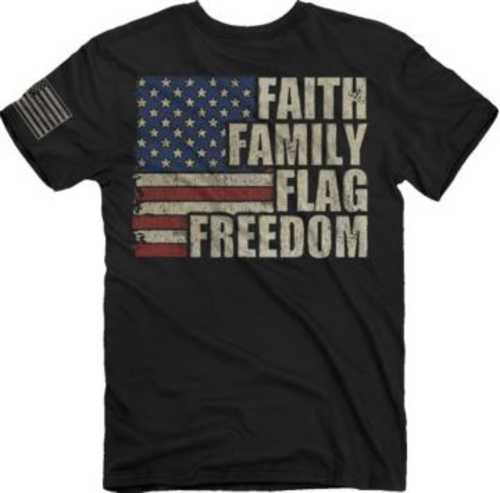 Buck Wear T-shirt "faith Family Flag Freedom" Black Large