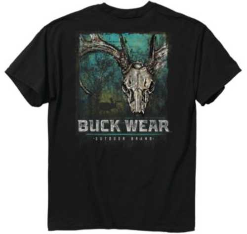 Buck Wear T-shirt Painted Splatter Deer Skull Black Large