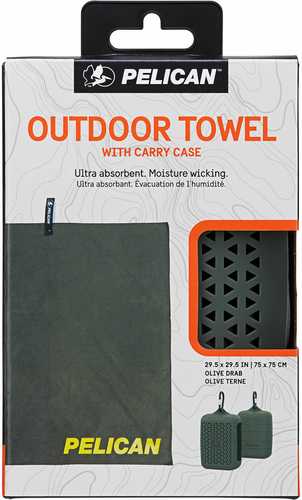 Pelican Multi Use Towel with Carry Case in Olive Drab