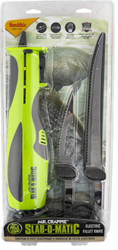 Mr. Crappie Slab-O-Matic 8"/4.50" Fillet/Ribcage Serrated Stainless Steel Blade Electric Green/Gray Vent