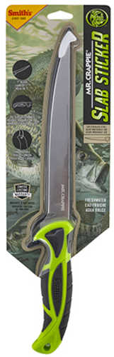 Mr. Crappie Slab Sticker 7" Fixed Fillet Plain 420 Stainless Steel Blade TPE Gray/Green Handle