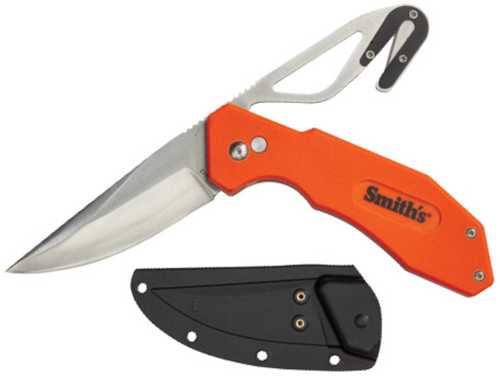 Smiths Folding Knife N Gut Hook 3 In Blade Orange G10 Handle