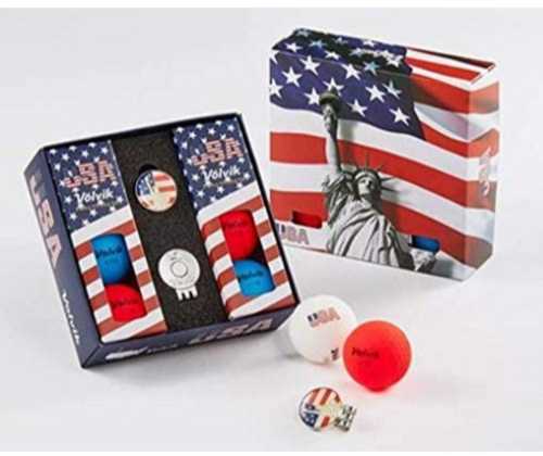 Volvik Vivid USA Golf Balls 6 w Marker Hat Clip