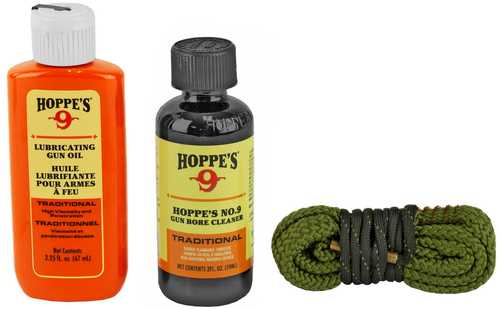 Hoppe's 1-2-3 Done! Cleaning Kit 9MM Pistol Clam Pack Includes Bore Snake Solvent and Oil 110009