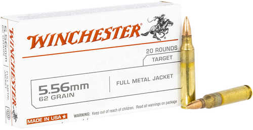 5.56mm Nato 20 Rounds Ammunition Winchester 62 Grain FMJ