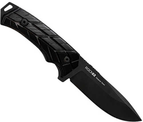 Woox Bu Rock62 X-Grip 4.25" Fixed Plain Black Sleipner Steel Blade Black/Brown Micarta Handle
