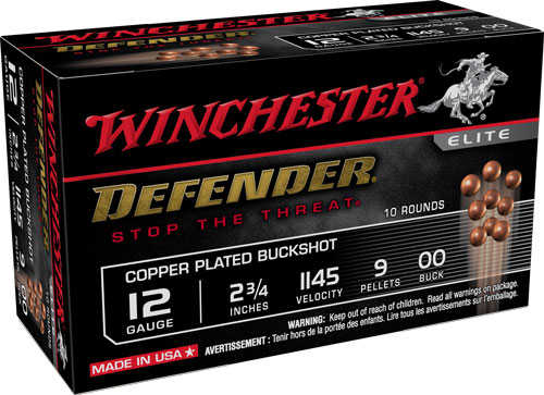 12 Gauge 10 Rounds Ammunition Winchester 2 3/4" 9 Pellet Lead #00 Buck