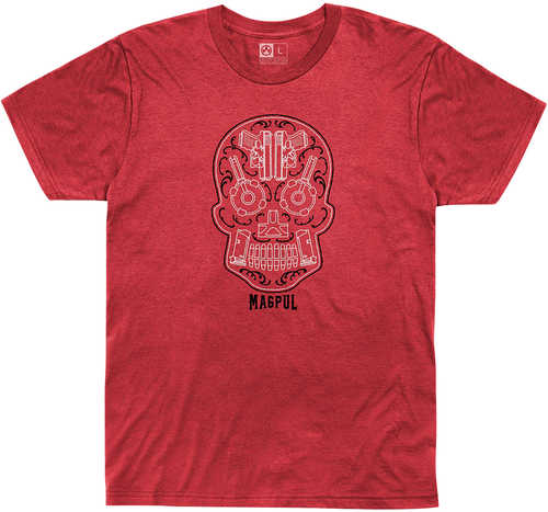 Magpul Sugar Skull Mens T-Shirt Red Heather Short Sleeve Small
