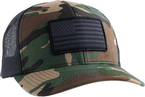 Magpul Standard Woodland Camo Adjustable Snapback OSFA Structured Woven American Flag Patch