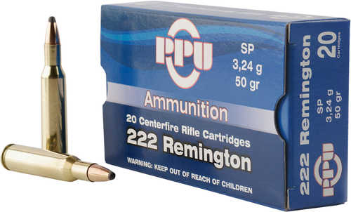 222 Remington 20 Rounds Ammunition Prvi Partizan 50 Grain Soft Point