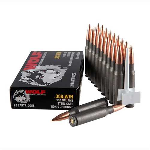 308 Winchester 20 Rounds Ammunition Wolf Performance Ammo 150 Grain FMJ