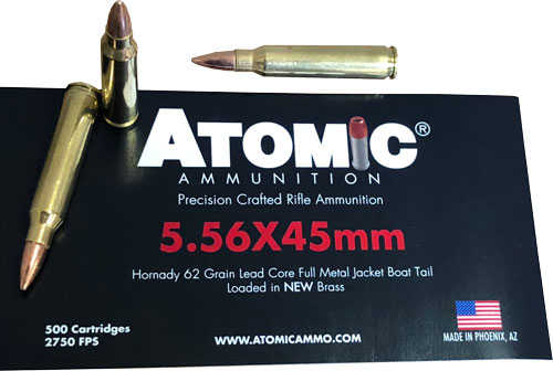 5.56mm Nato 500 Rounds Ammunition Atomic 62 Grain FMJ