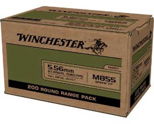 5.56mm Nato 200 Rounds Ammunition Winchester 62 Grain FMJ
