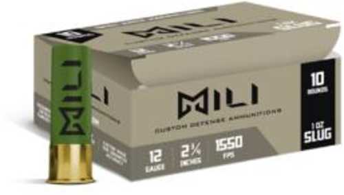 12 Gauge 10 Rounds Ammunition MILI 2 3/4" oz Lead # Rifled Slug