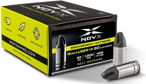 9mm Luger 20 Rounds Ammunition NovX 65 Grain Copper