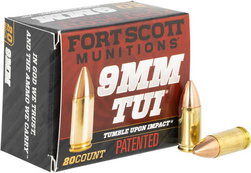9mm Luger 20 Rounds Ammunition Fort Scott Munitions 80 Grain Copper
