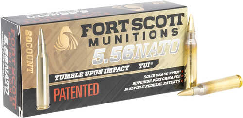 <span style="font-weight:bolder; ">5.56mm</span> Nato 20 Rounds Ammunition Fort Scott Munitions 62 Grain Brass