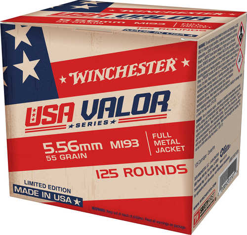 5.56mm Nato 55 Grain FMJ 125 Rounds Winchester Ammunition