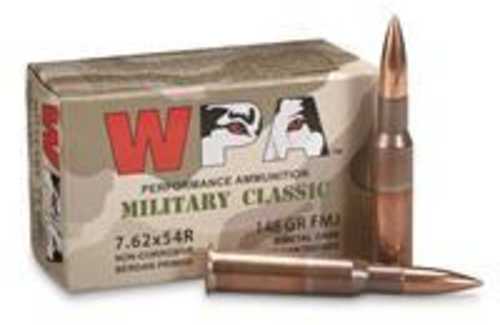 7.62X54mm Russian 20 Rounds Ammunition Wolf Performance Ammo 148 Grain FMJ