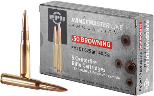 50 BMG 5 Rounds Ammunition Prvi Partizan 625 Grain FMJ