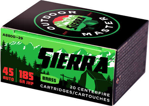 45 ACP 20 Rounds Ammunition Sierra 185 Grain Jacketed Hollow Point