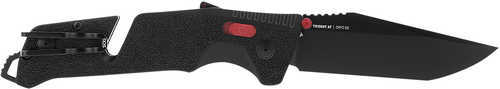 S.O.G Trident AT 3.70" Folding Tanto Plain Titanium Nitride Cryo D2 Steel Blade Grn Black W/Red Accents Han