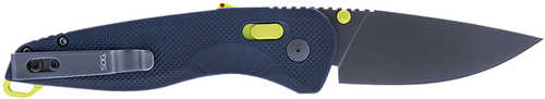 S.O.G Aegis AT 3.13" Folding Drop Point Plain Titanium Nitride Cryo D2 Steel Blade Grn Indigo W/Acid Accent