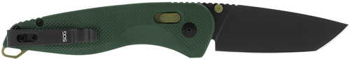 S.O.G Aegis AT 3.13" Folding Tanto Plain Titanium Nitride Cryo D2 Steel Blade Grn Forest W/Moss Accents Han