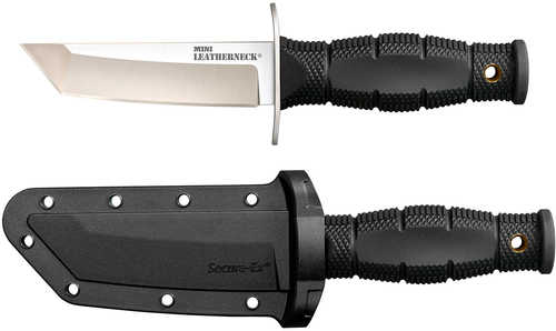 Cold Steel Leatherneck Mini 3.50" Fixed Plain Tanto Satin 8Cr13MoV SS Blade/Black Deep Checkered W/Double Quil
