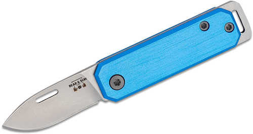 Bear & Son Slip Joint Folder 1.5" Blue/Stainless Steel Aluminum Handle