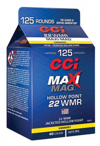 22 Winchester Magnum Rimfire 125 Rounds Ammunition CCI 40 Grain Jacketed Hollow Point