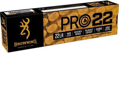 22 Long Rifle 100 Rounds Ammunition Browning 40 Grain Lead